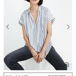 MADEWELL central shirt in pompano stripe XS